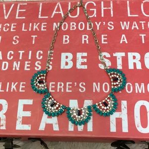 Turquoise diamonds dark blue and gold necklace